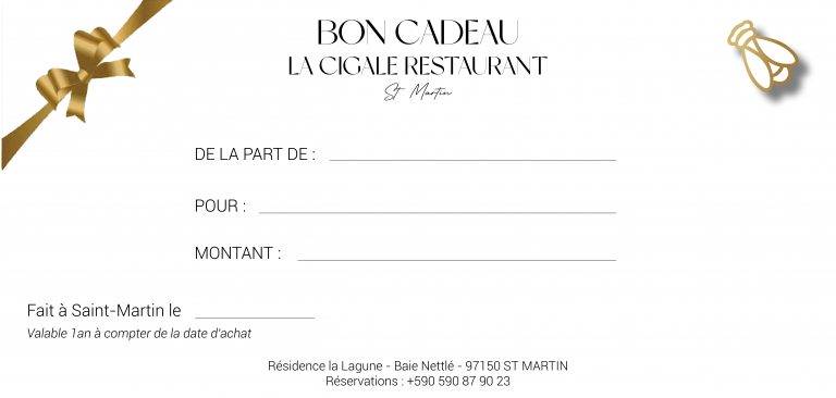 bon cadeau restaurant saint martin